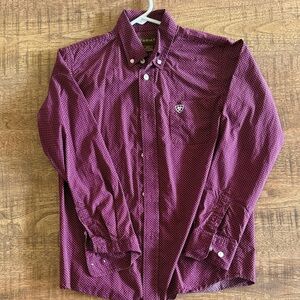 Ariat Boys Maroon Patterned Button-Down Shirt